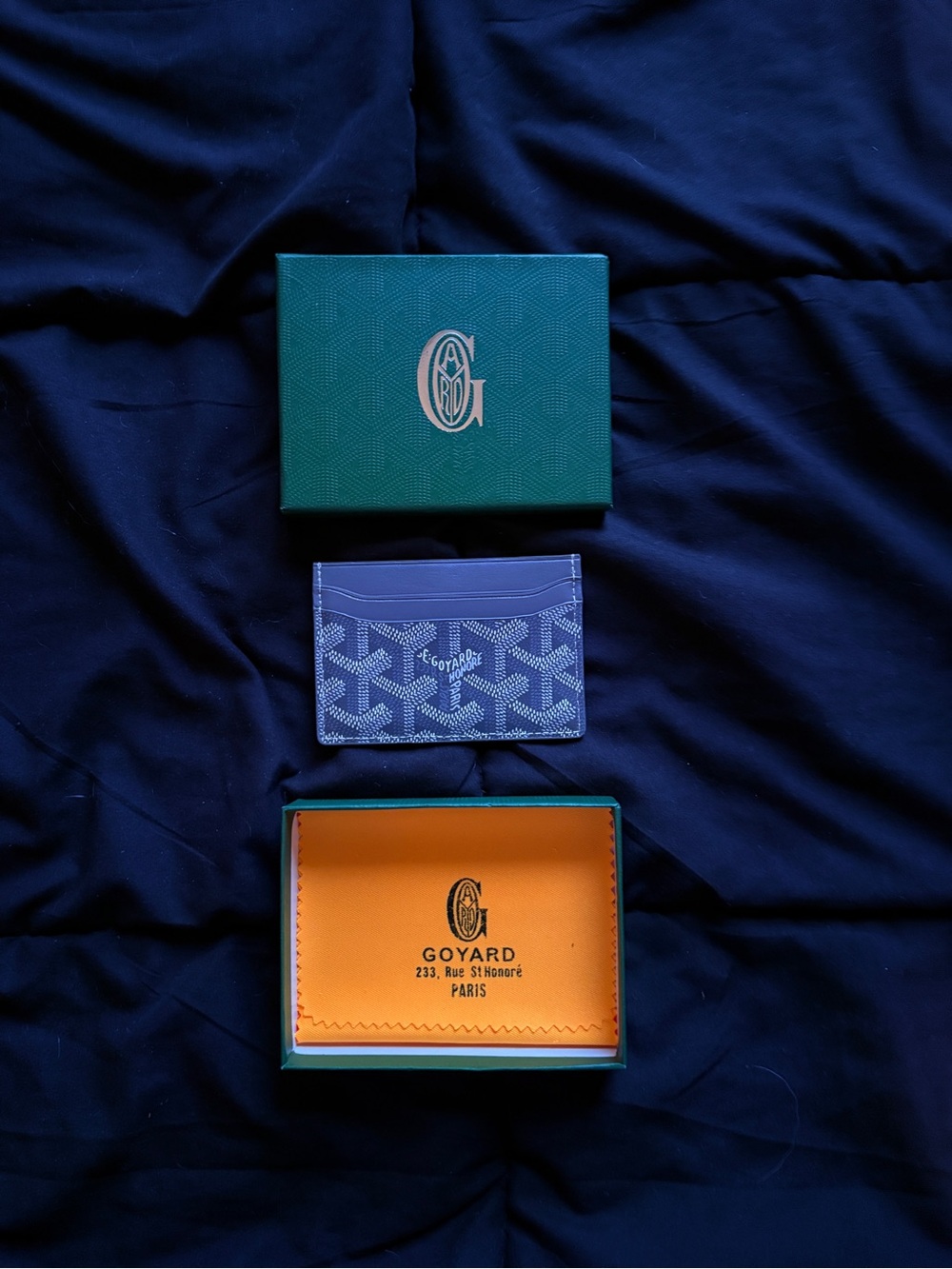 Goyard grey Card Holder with Chevron Goyardine Pattern